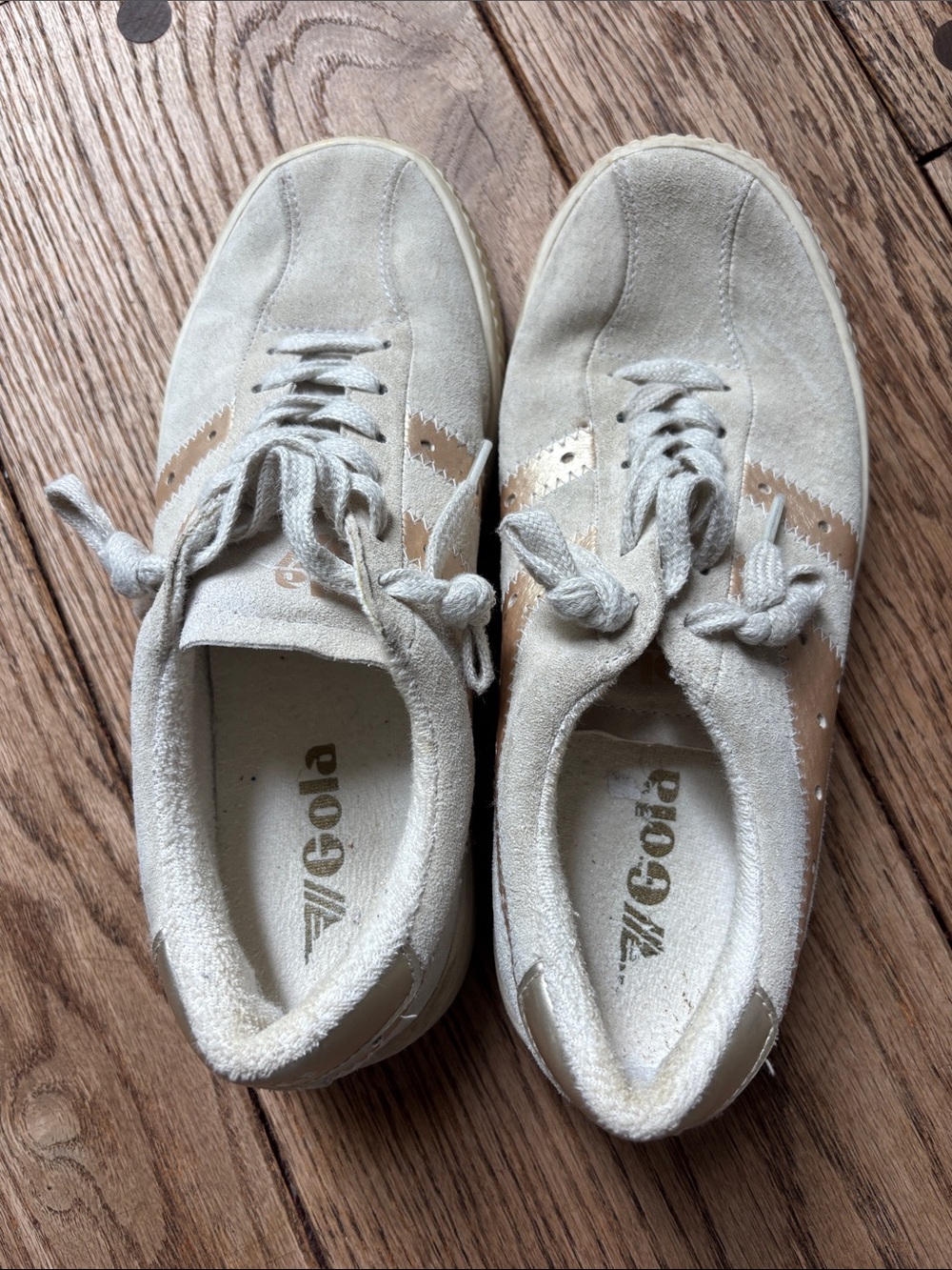 Gola Beige/cream Suede Sneakers with gold Stripes
